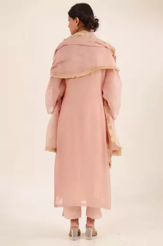 Twin bouquet peach suit set