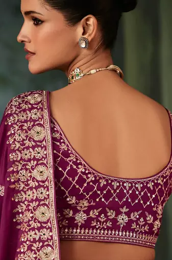 Burgandy  fancy hand work border with heavy designer blouse  wedding wear saree