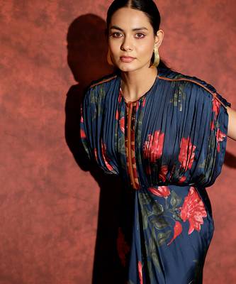 Blue printed georgette gown 5