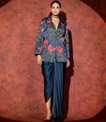 Blue printed georgette co ord set