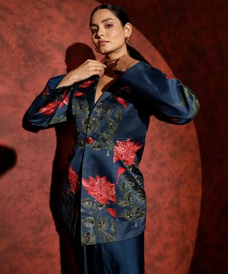 Blue printed georgette co ord set 4