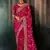 Raspberry fancy hand work border with heavy designer blouse  wedding wear saree