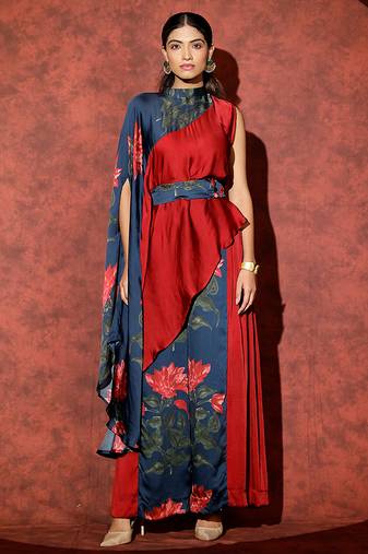 Multicolor printed georgette co ord set