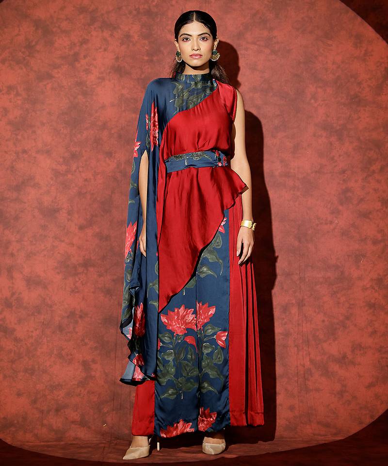 Multicolor printed georgette co ord set