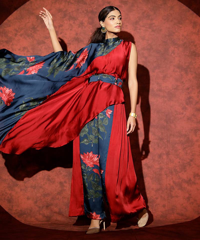 Multicolor printed georgette co ord set