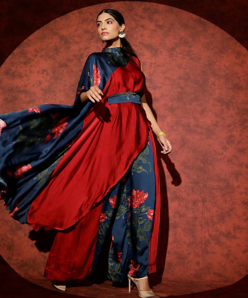 Multicolor printed georgette co ord set