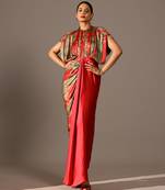 Multicolor printed georgette gown