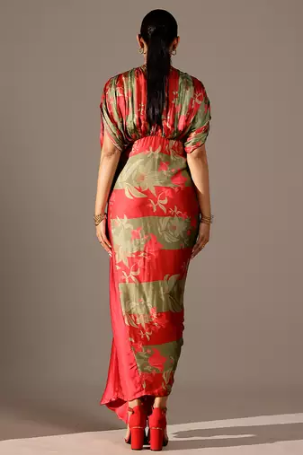 Multicolor printed georgette gown