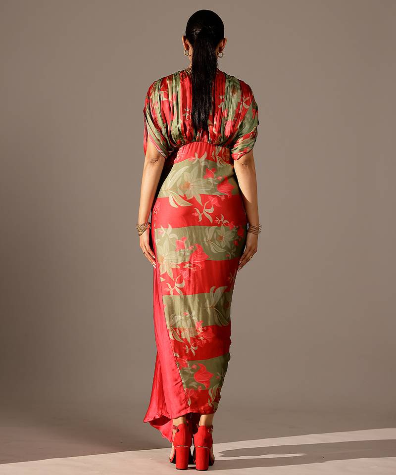 Multicolor printed georgette gown