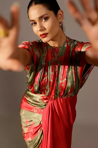 Multicolor printed georgette gown