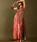Multicolor printed georgette gown