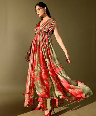 Multicolor printed georgette gown 3