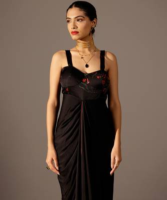 Black printed georgette gown 3