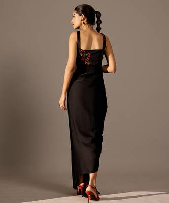 Black printed georgette gown 5