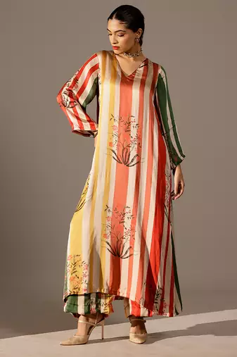 Multicolor printed georgette kurta set