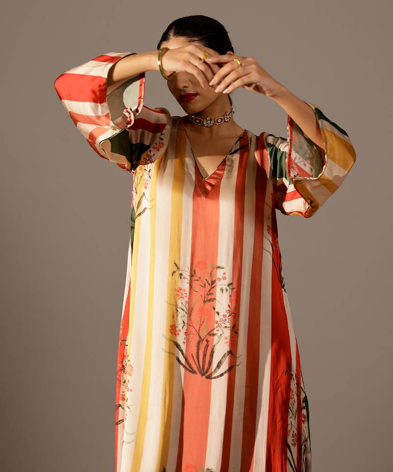 Multicolor printed georgette kurta set