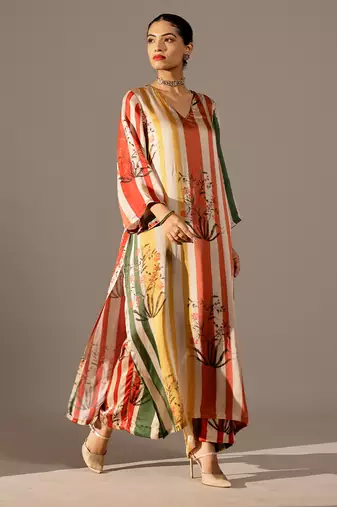 Multicolor printed georgette kurta set