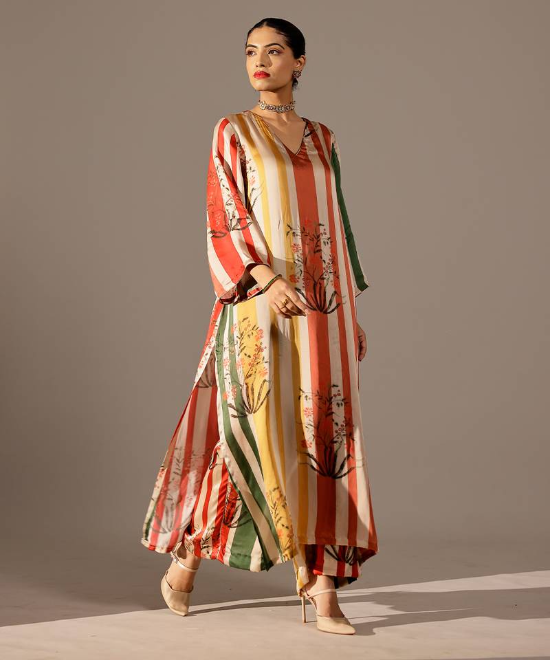 Multicolor printed georgette kurta set