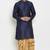Navy embroidered dupion art silk kurta set