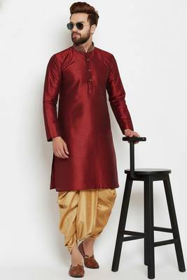 Maroon embroidered dupion art silk kurta set 2