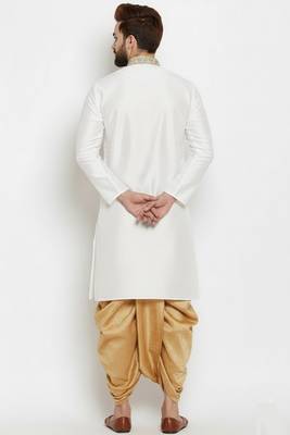 White embroidered dupion art silk kurta set 2