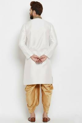 White embroidered dupion art silk kurta set 2