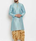 Light blue embroidered dupion art silk kurta set