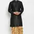 Black embroidered dupion art silk kurta set