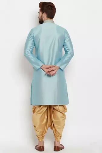Light blue embroidered dupion art silk kurta set