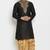 Black embroidered dupion art silk kurta set