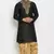 Black embroidered dupion art silk kurta set