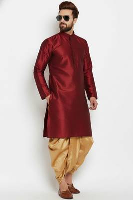 Maroon dupion art silk kurta set 2