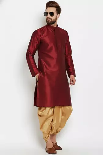 Maroon dupion art silk kurta set