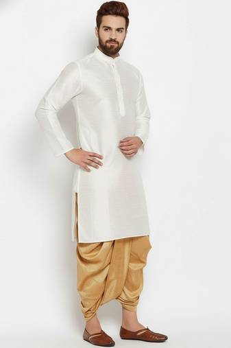White dupion art silk kurta set