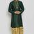 Bottle green embroidered dupion art silk kurta set