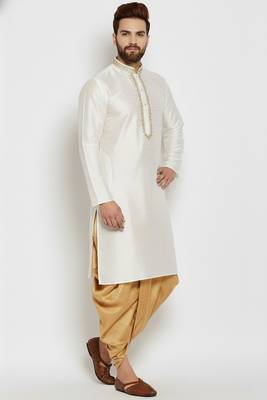 White embroidered dupion art silk kurta set 2