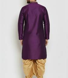 Purple embroidered dupion art silk kurta set