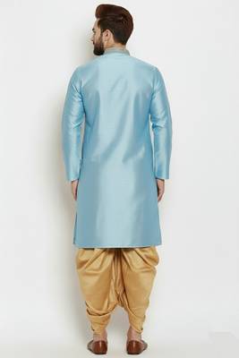 Light blue embroidered dupion art silk kurta set 2