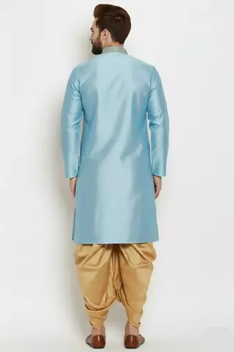 Light blue embroidered dupion art silk kurta set