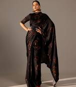Black printed georgette saree