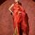 Red printed georgette saree