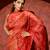 Red printed georgette saree