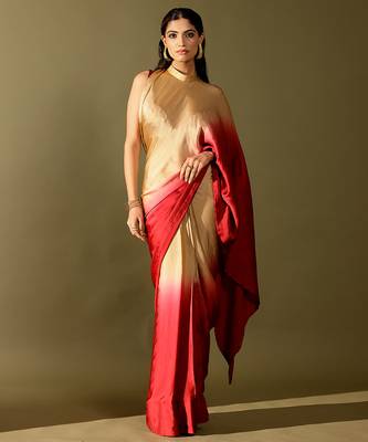 Multicolor plain georgette saree 1