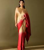 Multicolor plain georgette saree