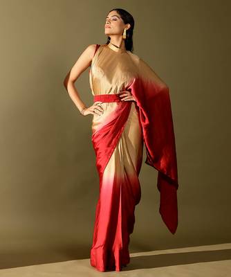 Multicolor plain georgette saree 2