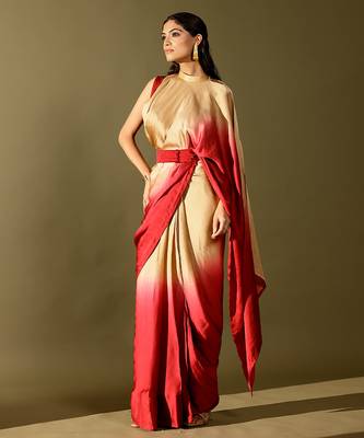 Multicolor plain georgette saree 3
