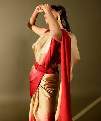 Multicolor plain georgette saree 5