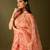 Pink printed organza saree