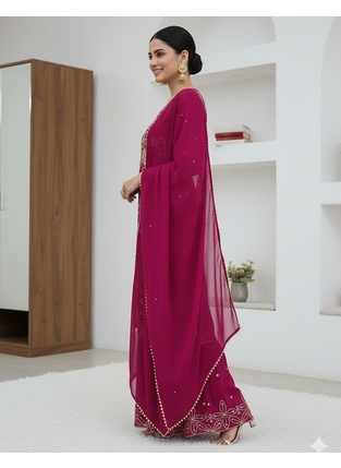 New Designer Top Palazzo Set Embroidery Work Suit Set with Dupatta 2