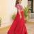 Red Faux Blooming Sequin & Embroidered Gown     Festive & Occasion Wear